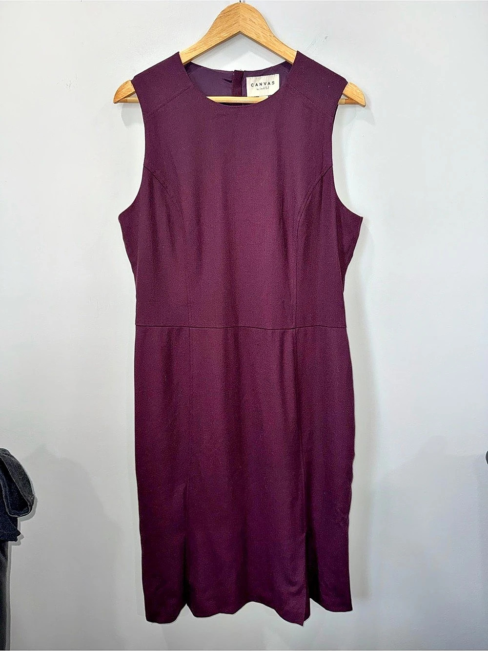 CANVAS by Lands End Sleeveless Midi Dress in Plum Color Womens Size 14 !
